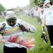 A leaf blower is used on an Ypsilanti Color Run participant on Saturday, May 11. Daniel Brenner I AnnArbor.com